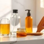A collection of premium hair care products on a modern white surface.